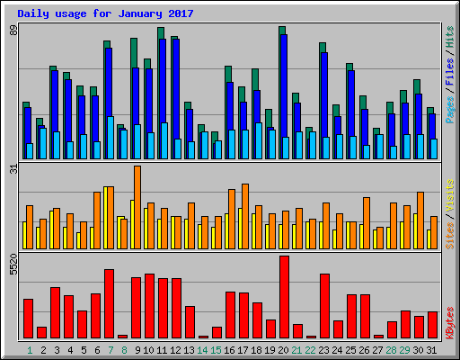 Daily usage for January 2017