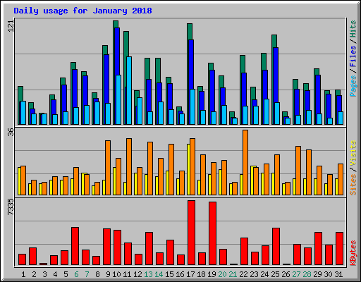 Daily usage for January 2018