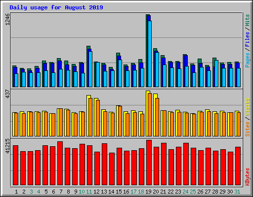 Daily usage for August 2019