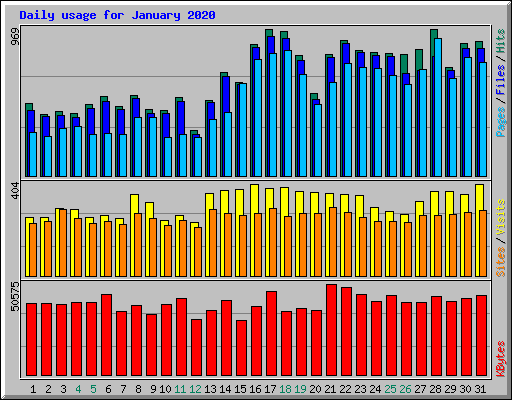 Daily usage for January 2020