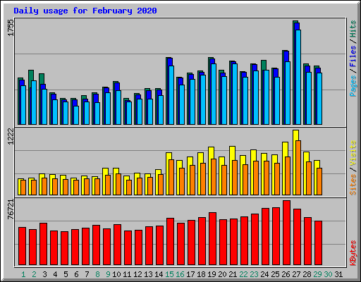 Daily usage for February 2020