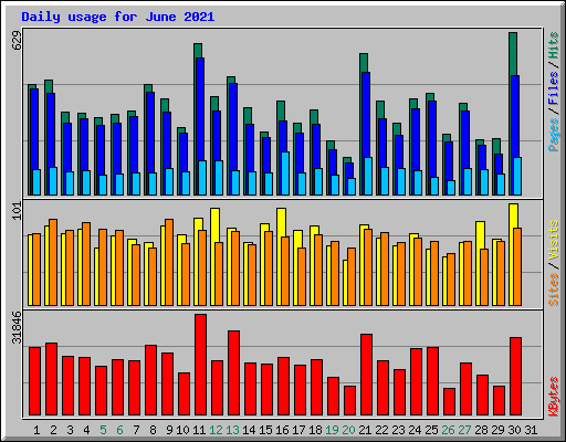 Daily usage for June 2021