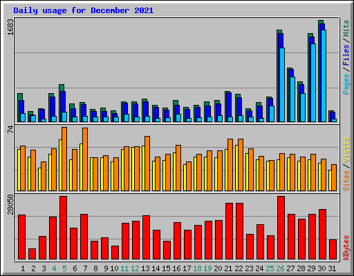 Daily usage for December 2021