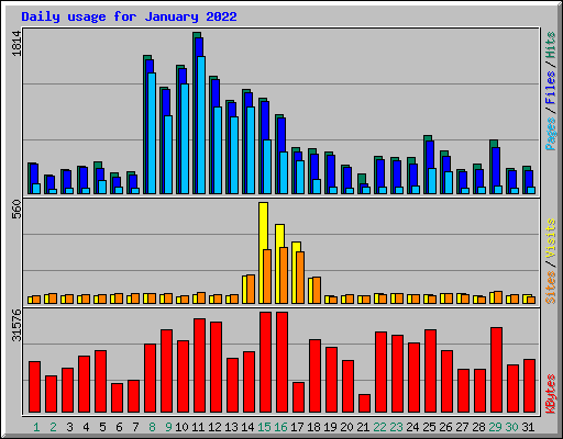 Daily usage for January 2022